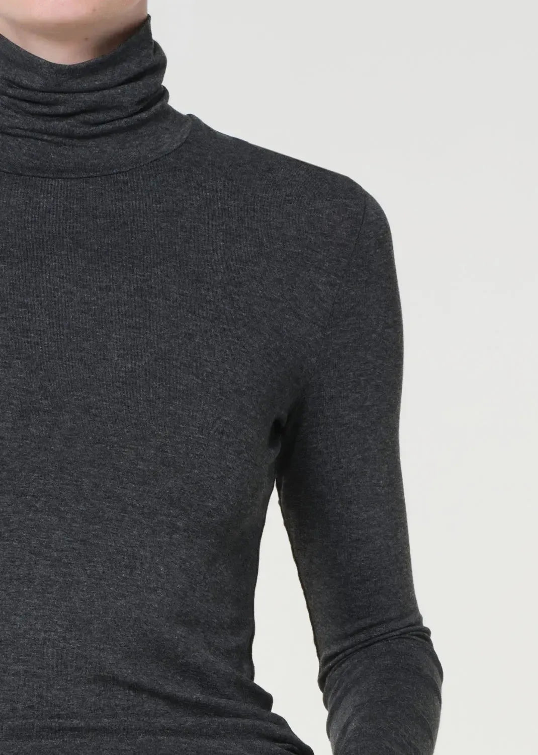 Agolde Pascale Turtleneck - Charcoal Heather-Hand In Pocket