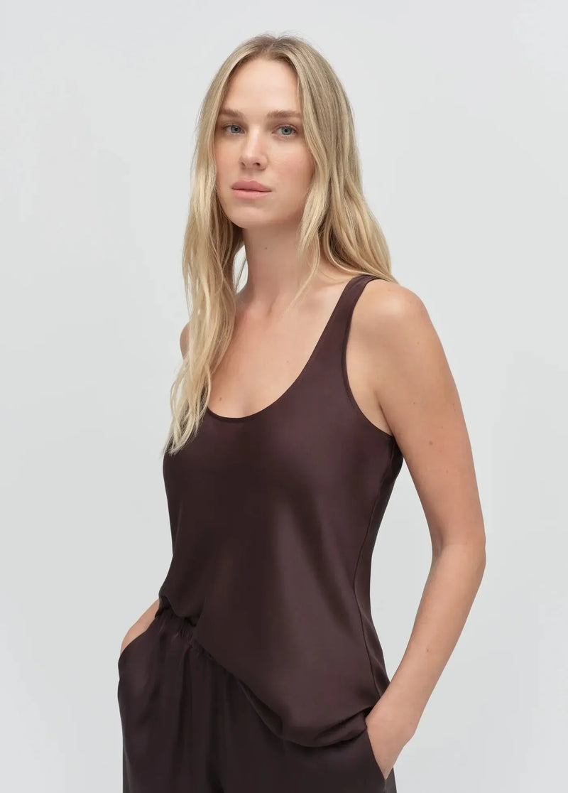 Favorite Daughter The Clean Cut Tank - Espresso-Hand In Pocket