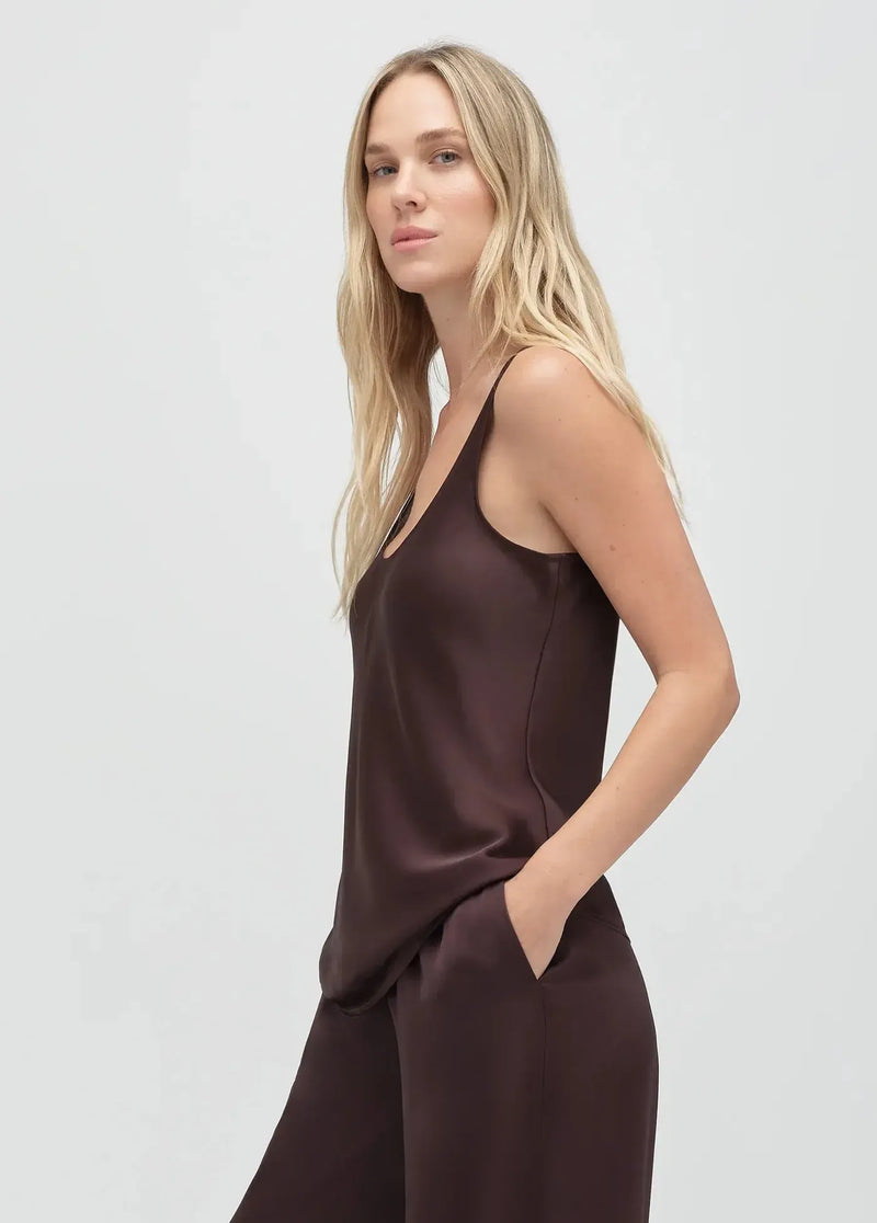 Favorite Daughter The Clean Cut Tank - Espresso-Hand In Pocket