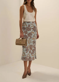 Favorite Daughter The Jojo Skirt - Sky Paisley Floral-Hand In Pocket