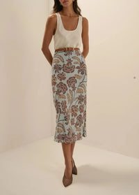 Favorite Daughter The Jojo Skirt - Sky Paisley Floral-Hand In Pocket