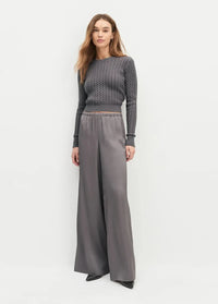 Favorite Daughter Effortless Wide Leg Pant-Grey Shadow-Hand In Pocket
