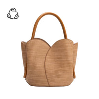 Melie Bianco Tulip Tote - Raffia Embossed-Hand In Pocket