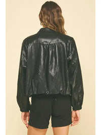 Driar Vegan Leather Bomber Jacket-Hand In Pocket
