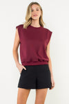 THML Peyton Power Shoulder Tee- BG-Hand In Pocket