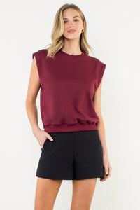 THML Peyton Power Shoulder Tee- BG-Hand In Pocket