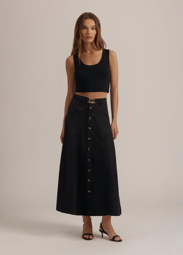 Favorite Daughter Lila Skirt - Jet Black-Hand In Pocket