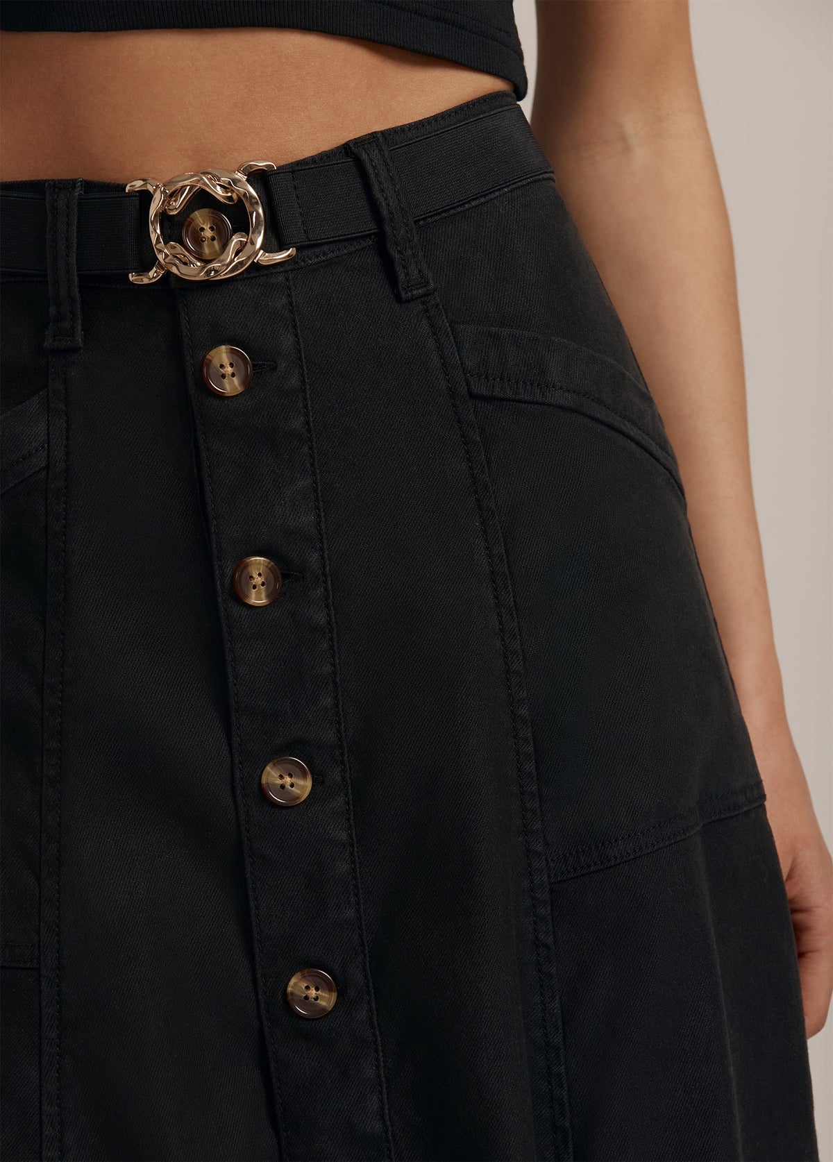 Favorite Daughter Lila Skirt - Jet Black-Hand In Pocket