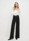 Favorite Daughter Mischa Wideleg Pant- Onyx-Hand In Pocket