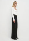 Favorite Daughter Mischa Wideleg Pant- Onyx-Hand In Pocket