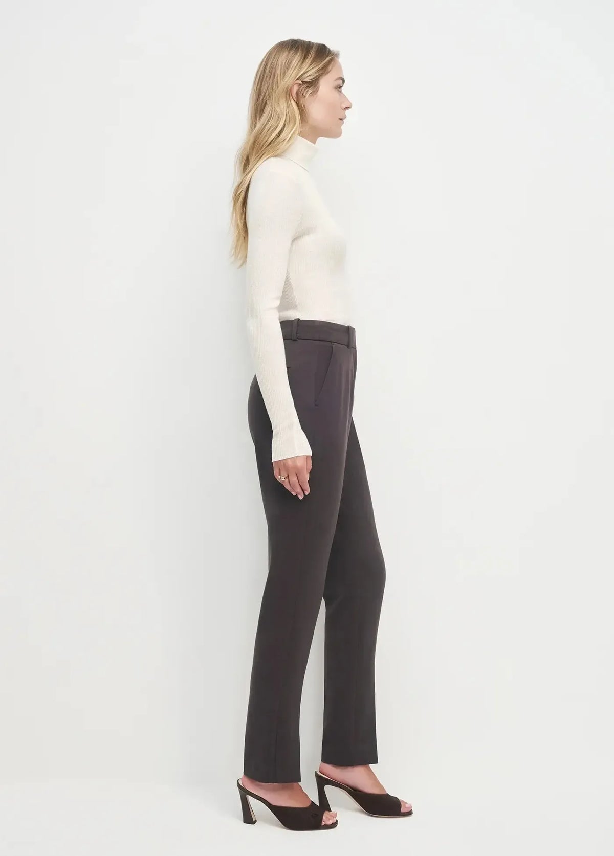 Favorite Daughter Split Decision Pant- Coffee-Hand In Pocket
