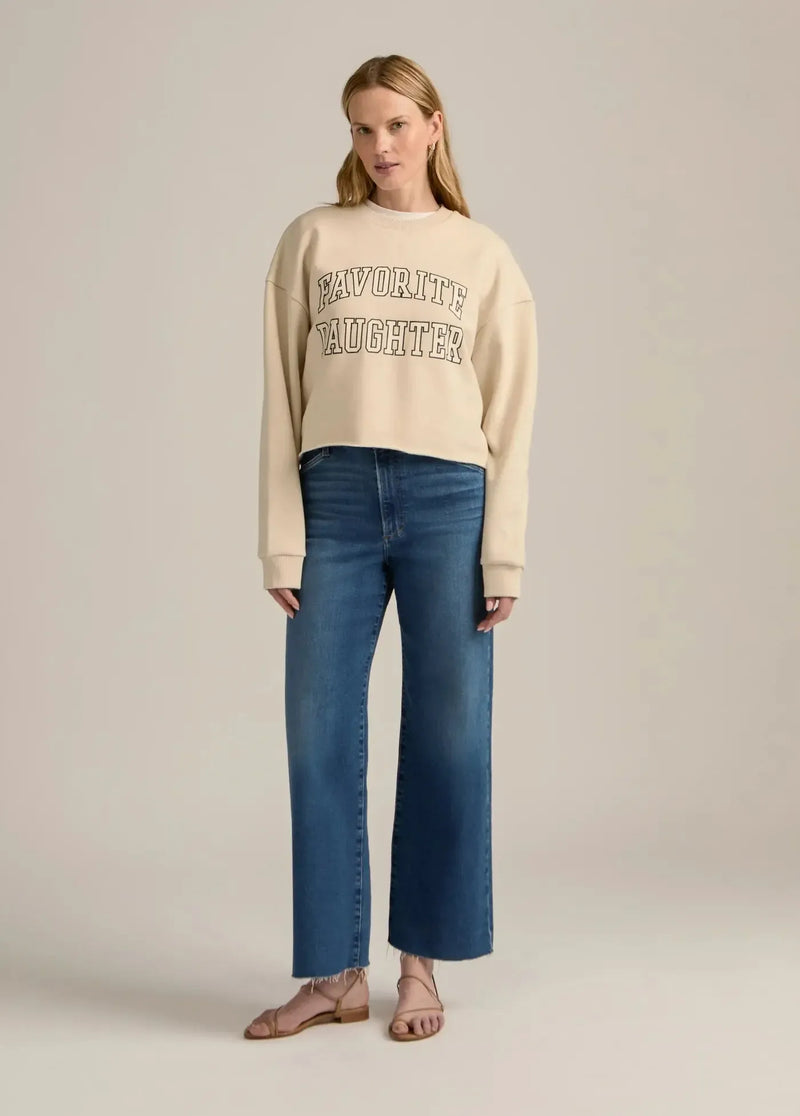 Favorite Daughter Cropped Collegiate Sweatshirt - French Oak-Hand In Pocket