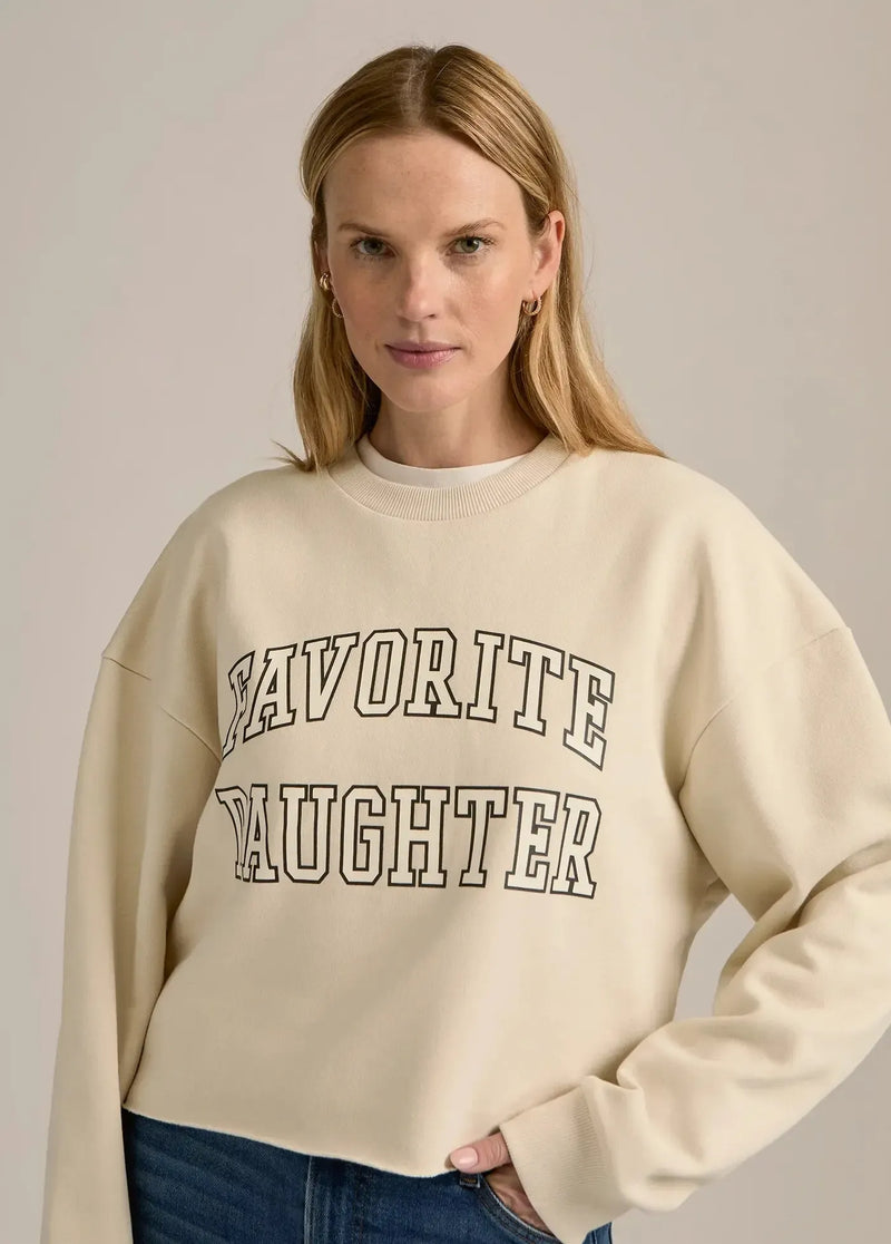 Favorite Daughter Cropped Collegiate Sweatshirt - French Oak-Hand In Pocket