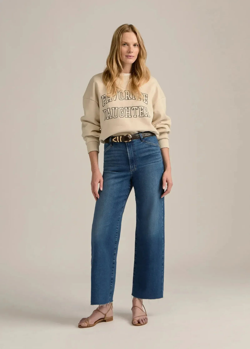 Favorite Daughter Cropped Collegiate Sweatshirt - French Oak-Hand In Pocket