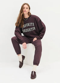 Favorite Daughter Collegiate Sweatshirt- Burgundy Garden-Hand In Pocket