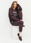 Favorite Daughter Collegiate Sweatshirt- Burgundy Garden-Hand In Pocket