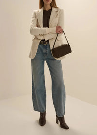 Favorite Daughter The City Blazer - White Boucle-Hand In Pocket
