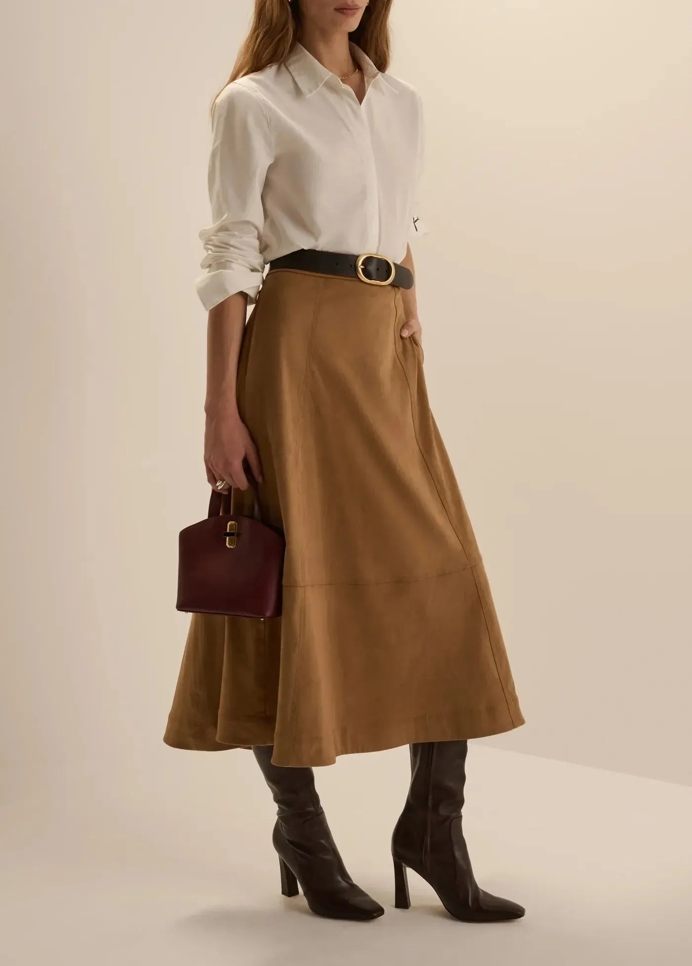 Favorite Daughter The Aspen Skirt - Camel-Hand In Pocket