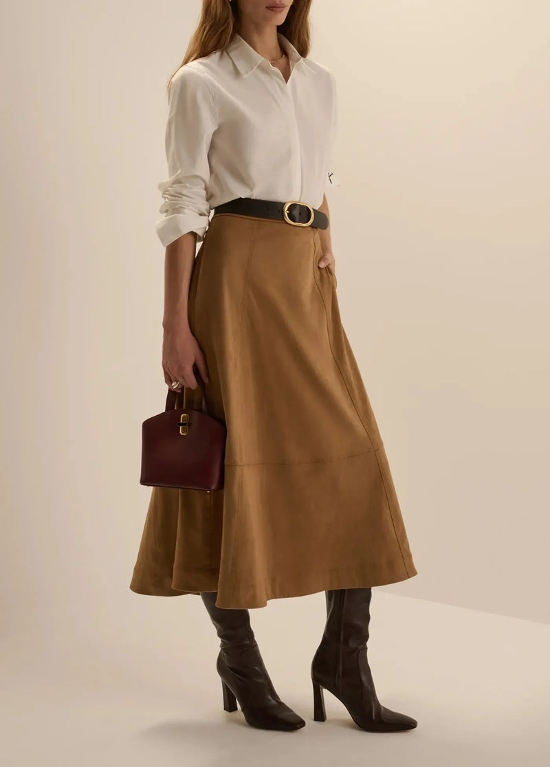 Favorite Daughter The Aspen Skirt - Camel-Hand In Pocket