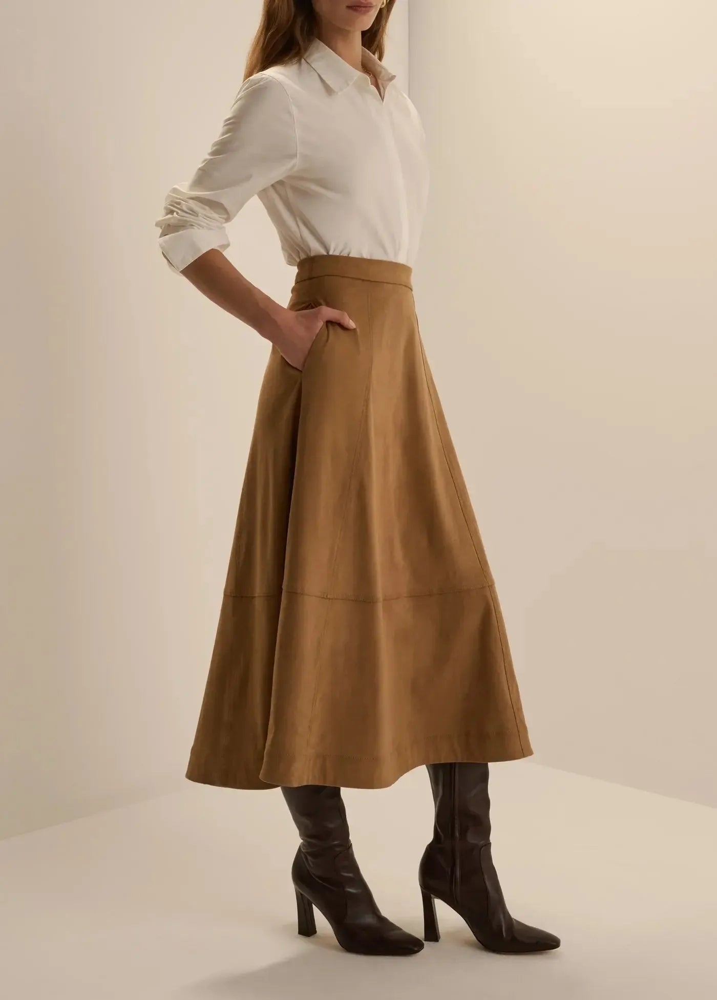 Favorite Daughter The Aspen Skirt - Camel-Hand In Pocket