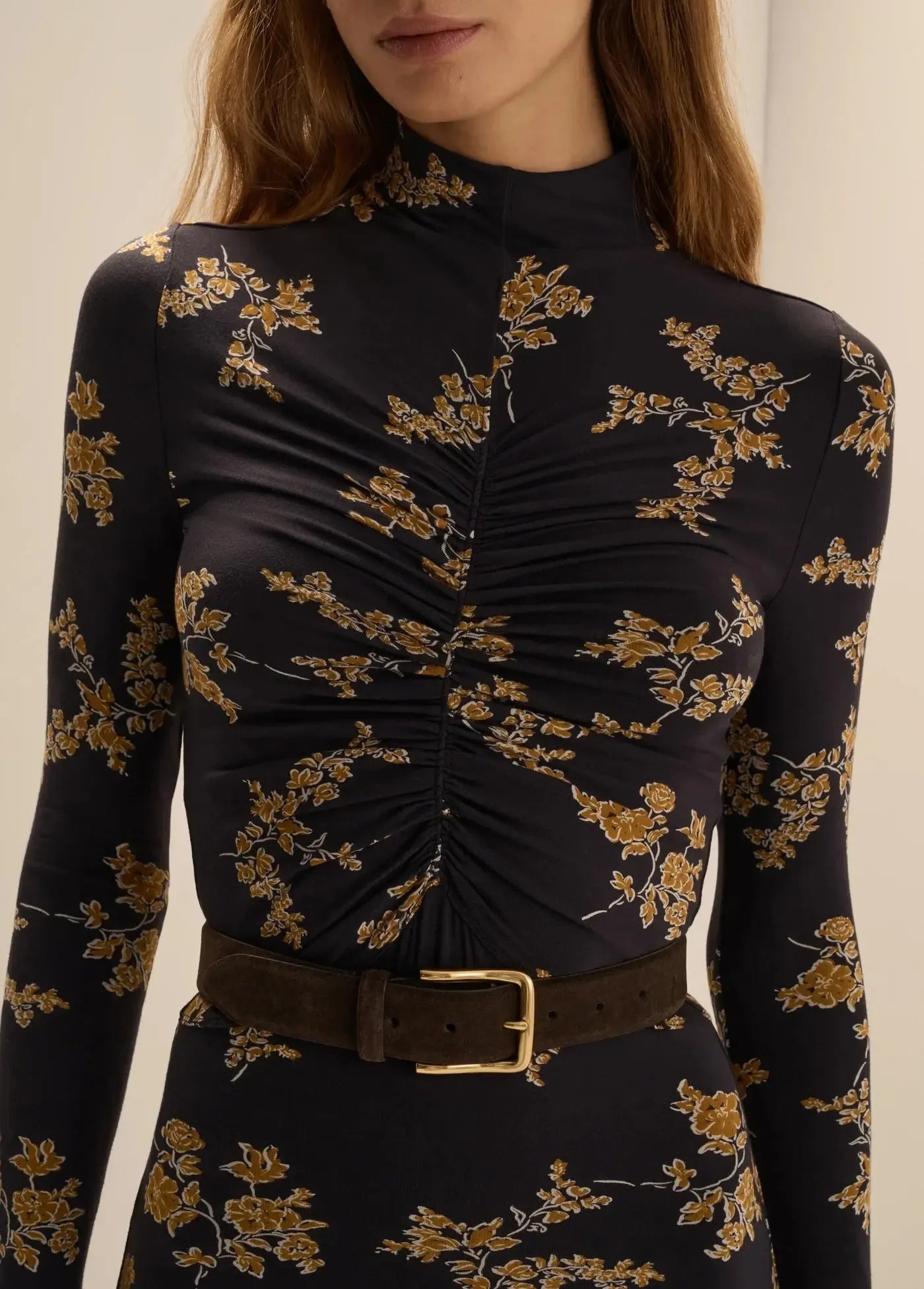 Favorite Daughter The Lucia Dress - Navy Vine Floral-Hand In Pocket