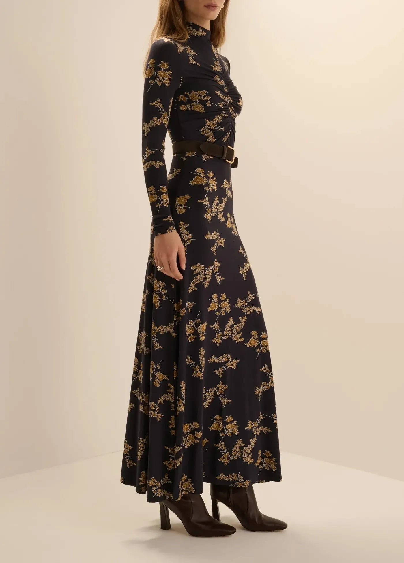Favorite Daughter The Lucia Dress - Navy Vine Floral-Hand In Pocket
