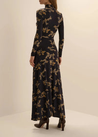 Favorite Daughter The Lucia Dress - Navy Vine Floral-Hand In Pocket