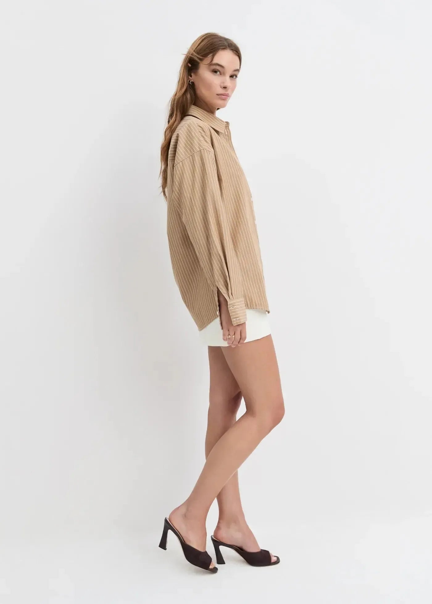 Favorite Daughter Ex Boyfriend Shirt - Oatmeal Stripe-Hand In Pocket