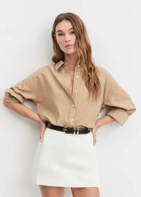 Favorite Daughter Ex Boyfriend Shirt - Oatmeal Stripe-Hand In Pocket