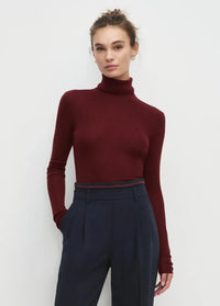 Favorite Daughter The Amelia L/S Top- Vino-Hand In Pocket