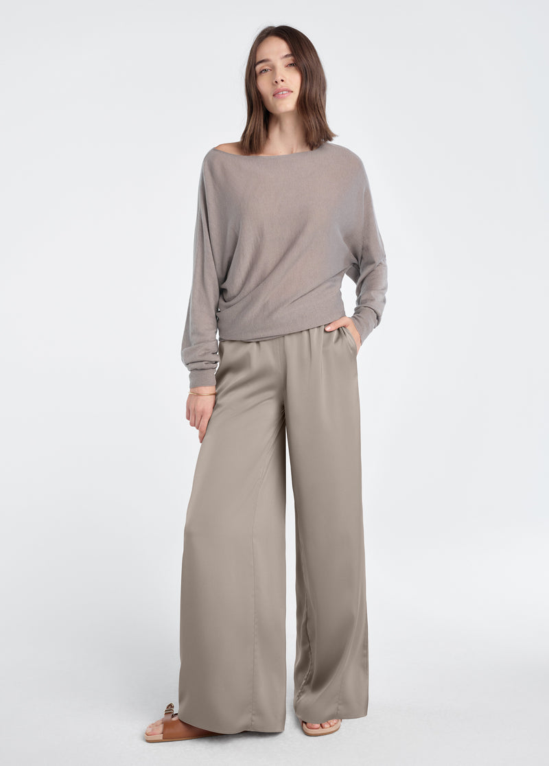 Favorite Daughter Everything Wide Leg Pant - Taupe-Hand In Pocket