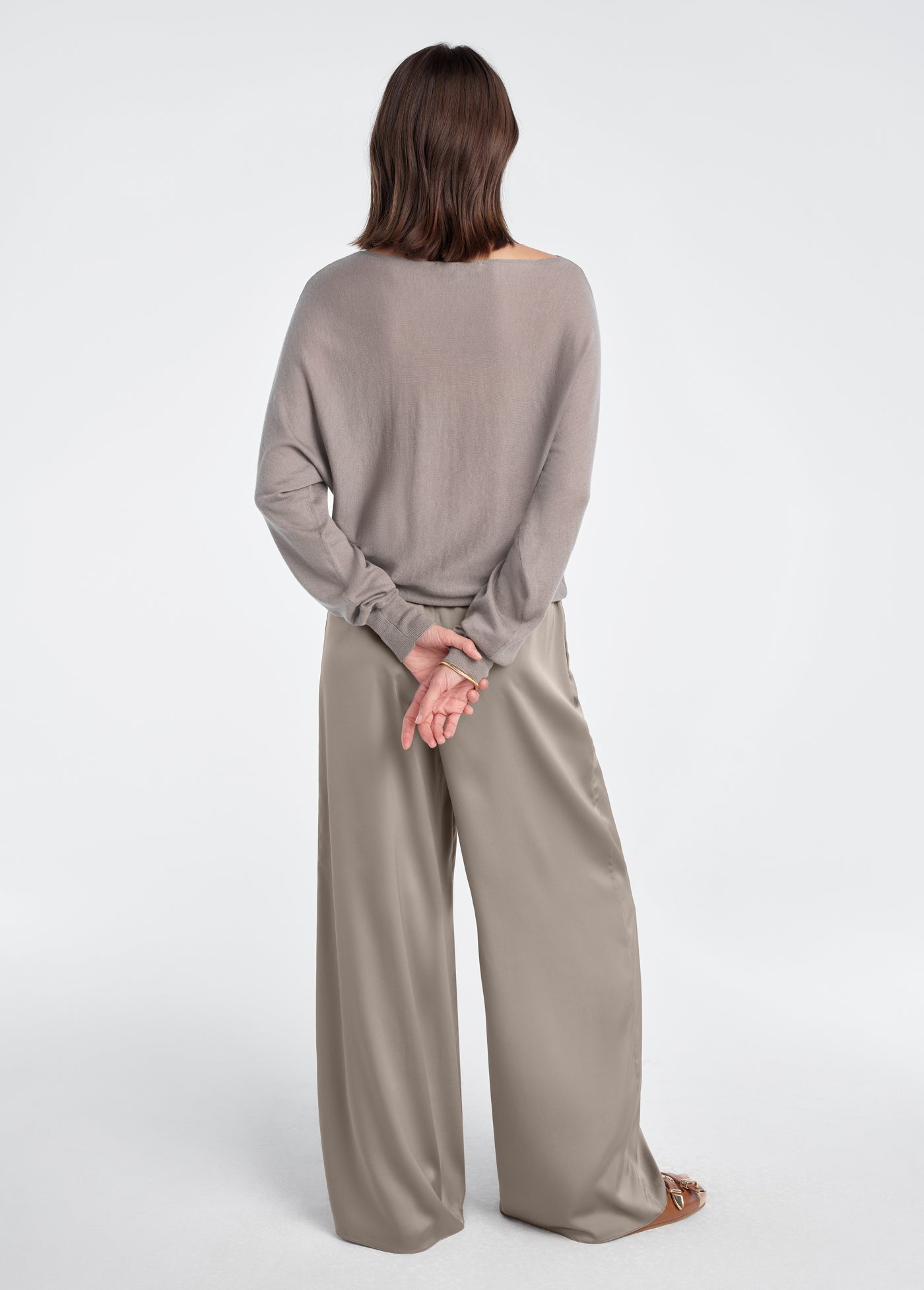 Favorite Daughter Everything Wide Leg Pant - Taupe-Hand In Pocket