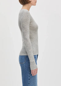 Favorite Daughter Take It Easy LS Top - Heather Grey-Hand In Pocket