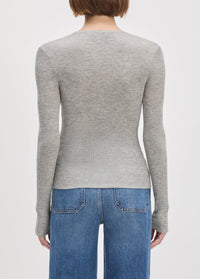Favorite Daughter Take It Easy LS Top - Heather Grey-Hand In Pocket