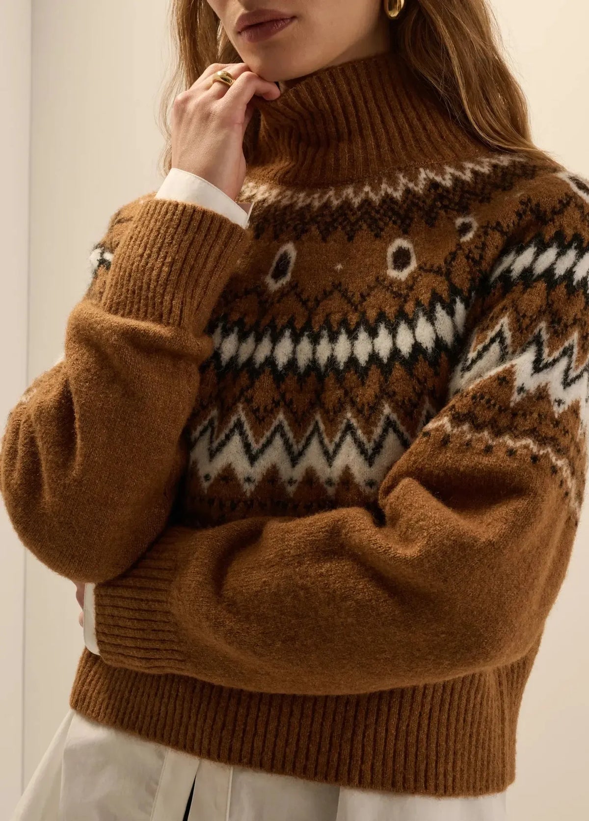 Favorite Daughter The Chalet Sweater - Camel Multi-Hand In Pocket