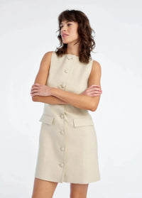 Favorite Daughter The CeCe Linen Dress - Light Khaki-Hand In Pocket