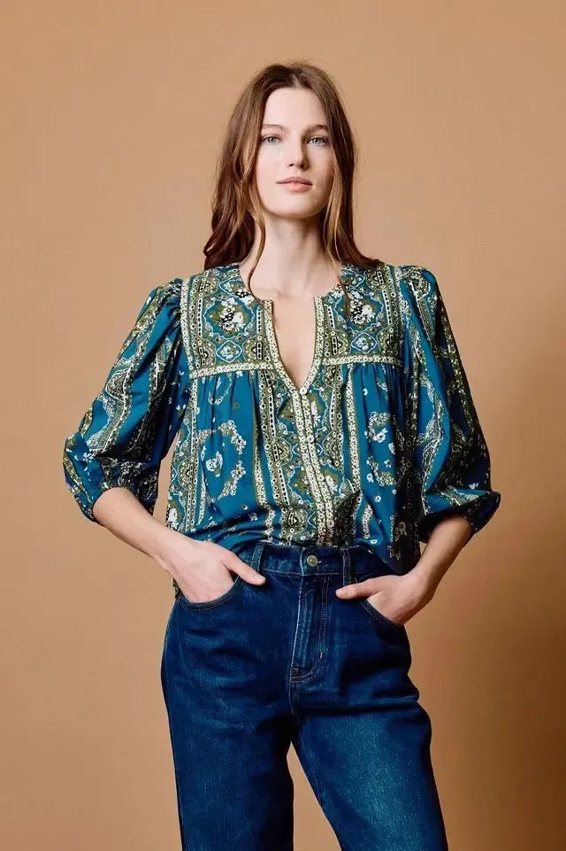 Cleobella Imogen Top - Fioren Print-Hand In Pocket