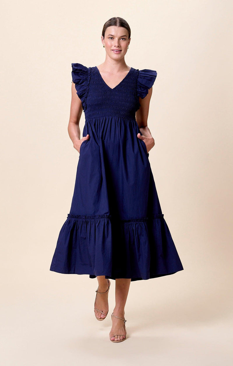 Cleobella Gladys Ankle Dress- Peacoat-Hand In Pocket