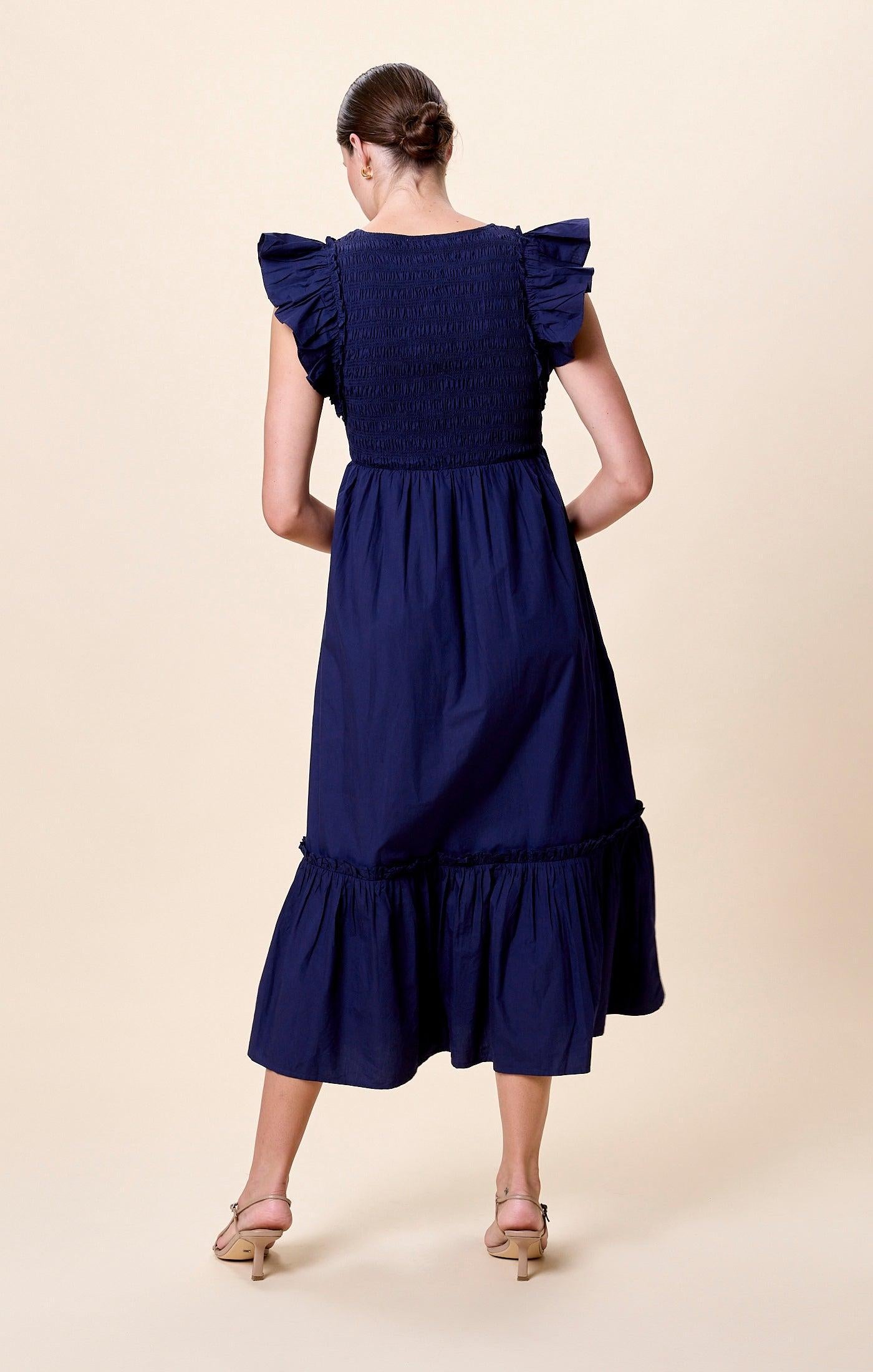 Cleobella Gladys Ankle Dress- Peacoat-Hand In Pocket