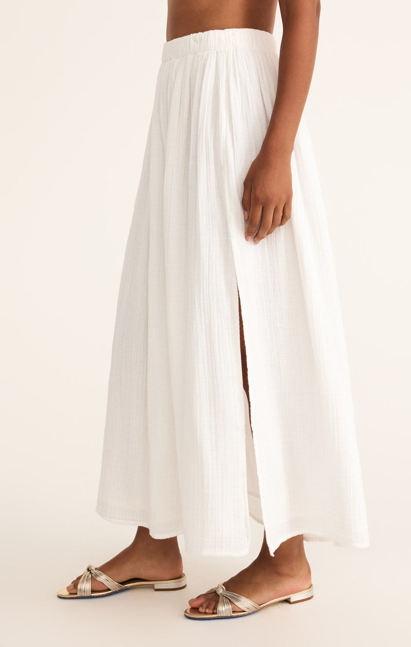 Z Supply Reina Airy Skirt-White-Hand In Pocket