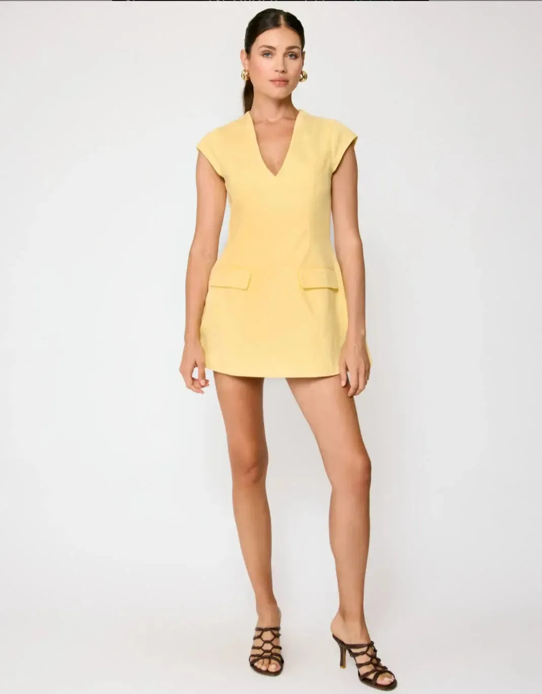 Line + Dot Eleodra Mini Dress- Yellow-Hand In Pocket