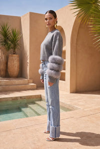 Lisa Maree Tiers of Treaty Fur Sweater - Gray-Hand In Pocket