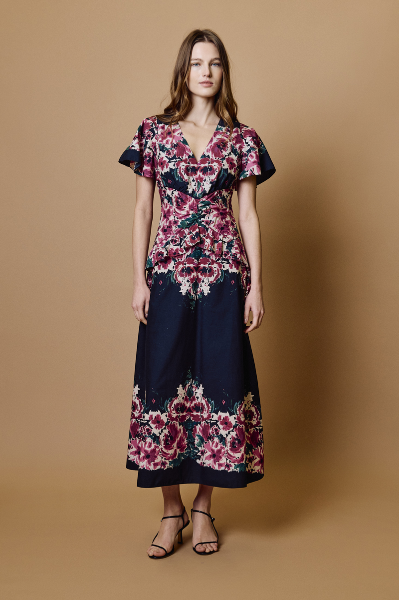 Cleobella Bonnie Ankle Dress - Violette Print-Hand In Pocket