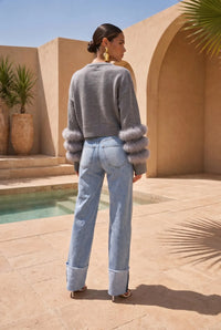 Lisa Maree Tiers of Treaty Fur Sweater - Gray-Hand In Pocket