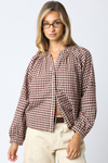 Amaya Checkered Blouse - Burgundy/Taupe
