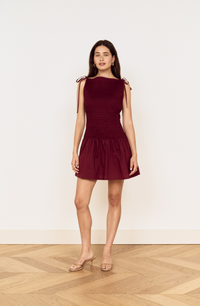 MINKPINK Lola Shirred Mini Dress - Wine-Hand In Pocket