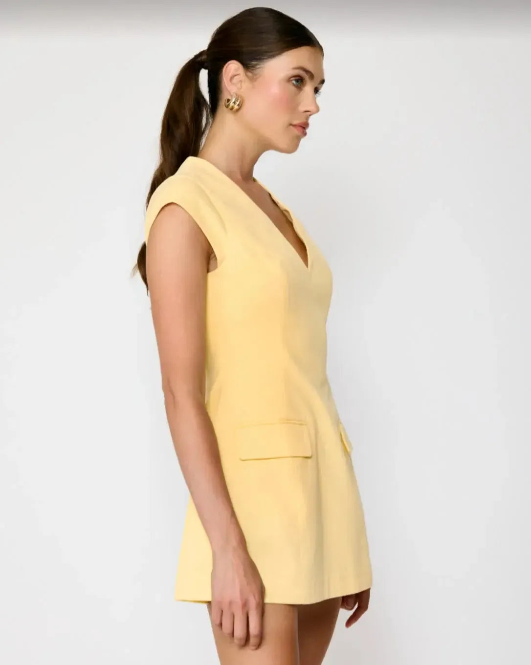 Line + Dot Eleodra Mini Dress- Yellow-Hand In Pocket
