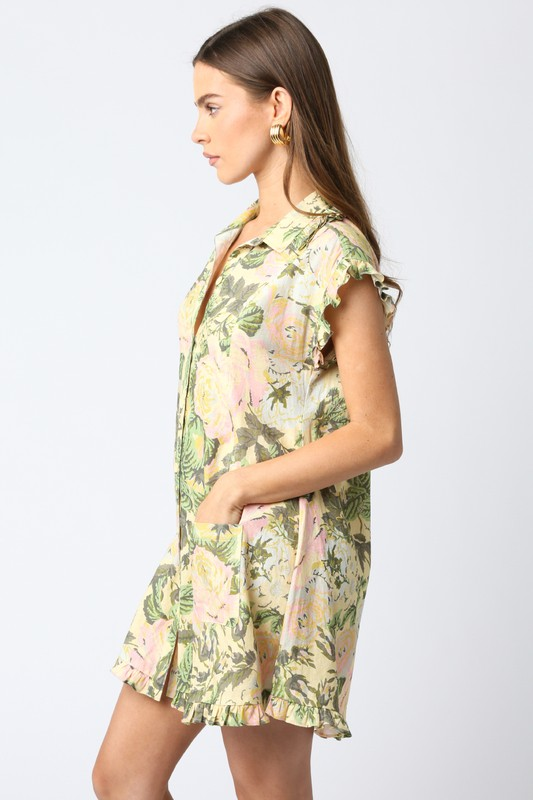 Tim Floral Dress-Pear Green-Hand In Pocket