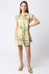 Tim Floral Dress-Pear Green-Hand In Pocket