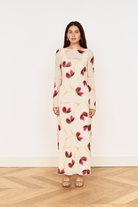 MINKPINK Emery Mesh Midi Dress - Floral-Hand In Pocket